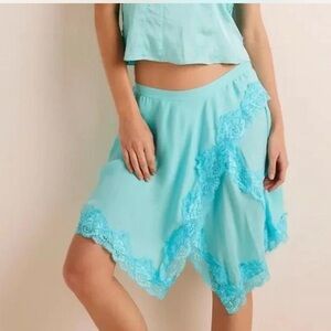 Free People Intimately Neon Nights Slip Midi Skirt in Blue Tint!
